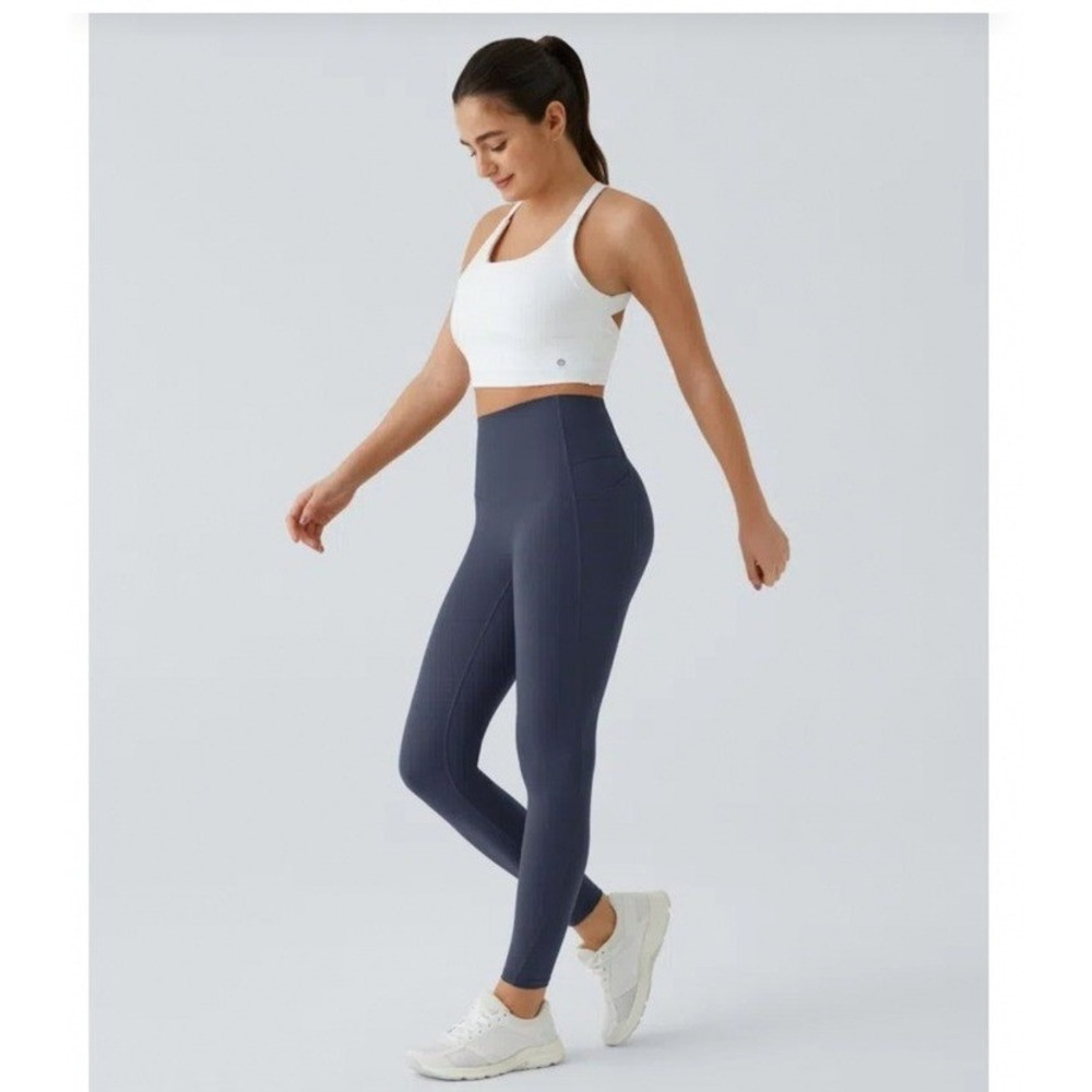Halara UltraSculpt High Waisted 7/8 Leggings Mood Indigo Blue Pockets Size M NEW